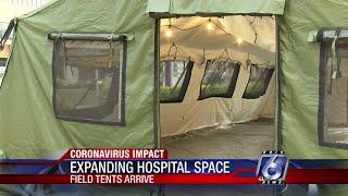 Expanding hospital space with tents