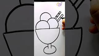 Ice Cream Drawing | How to draw a cute Ice cream easy step by step #icecreamdrawing #art #Shorts