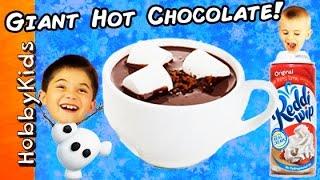 World's Biggest WARM CHOCOLATE Surprise Egg! TOYS + Make a HUGE Cocoa Drink by HobbyKidsTV