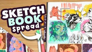 Filling a Colourful Sketchbook Spread! // sketchbook session