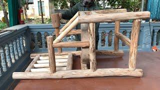 Extremely Creative Woodworking Idea From Monolithic Wood // How To Build Outdoor Chairs For Garden