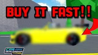 CARS YOU NEED TO BUY FAST IN Car Dealership tycoon PT.1!!  | Mird CDT