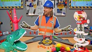 Handyman Hal plays with Toys in Workshop | Toys for Kids | Fun Race Track Toys