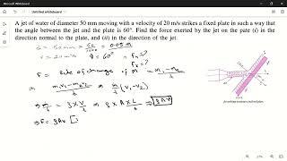 NUMERICAL PROBLEM: 02  FORCE EXERTED BY JET ON A STATIONARY INCLINED PLATE