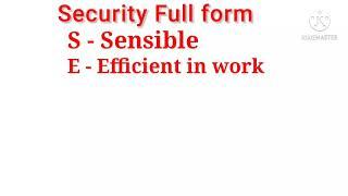 Security Full Form