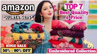 Amazon Stylish Kurta Pant Dupatta Set Haul  Top 7 Embroidered  Sequence Partywear Anarkali Kurti