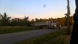 84 Freightliner 3406B Pulling Corn out of the Field