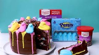 Chocolate Crunch Layer Cake with PEEPS® and Vanilla Drizzle