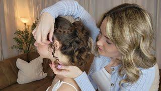 ASMR Perfectionist Curly Bridal Hairstyle | Braiding, Curl Perfecting, Finishing Touches