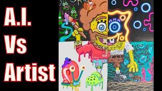 A.I. Vs Pro Artist - Drawing SpongeBob In 4 Different Styles | STiCKY Art