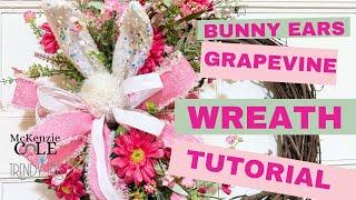  DIY Floral Grapevine Wreath with Bunny Ears | Spring Wreath Tutorial by McKenzie Cole LLC