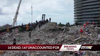 Rescue efforts continue at Surfside building collapse site as death toll increases to 16