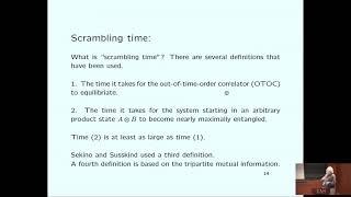 Scrambling Time and Causal Structure in a Schwarzchild Black Hole - Peter Shor