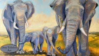 Come Paint With Me! Real Time Elephant Acrylic Painting Step by Step Tutorial #valentineartchallenge