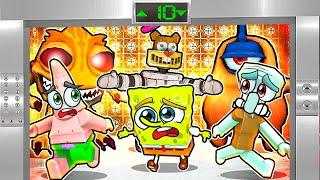 SURVIVE the CRAZY SPONGEBOB ELEVATOR on ROBLOX!!