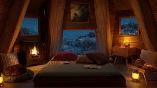 Cozy Winter Attic with Fireplace and Blizzard Sounds