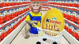 DoKi goes shopping $1,000,000 Golden Kinder Joy Egg at supermarket | DOKI MONKEY