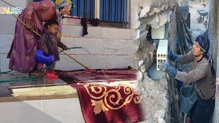 Zahra and Masoud going to work from washing carpets to building