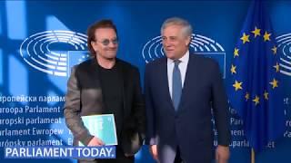 U2 leader Bono visits the European Parliament