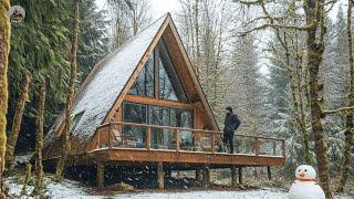 How This Man Built a Beautiful A-Frame Cabin by Himself Before Christmas@Ferincishin