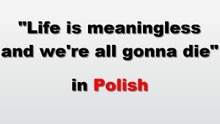 How to say 'Life is meaningless and we're all gonna die' in Polish