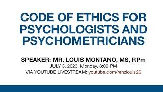 Code of Ethics for Psychologists and Psychometricians