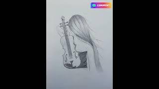 A girl with guitar, sketch. | Recreated by SAM |. Do subscribe. #short