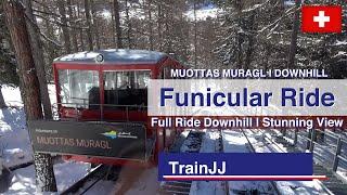 ▶ 4K Cab ride | Muottas Muragl Bahn Funicular railway in Switzerland | Downhill | Normal speed
