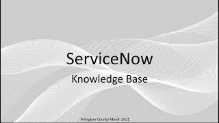 ServiceNow Knowledge Base Training