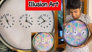 Easy illusion art/ simple illusion art on clock/Travel with achu