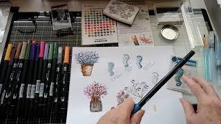 Trying to Watercolor with Art Impressions stamps using Tombow Markers