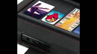 PDair   Leather Case for Amazon Kindle fire - Flip Type (Black/Red Stitchings)