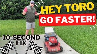 HOW TO Make a Toro Personal Pace Mower Go FASTER!  //  Easy DIY Self-Propel Adjustment