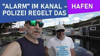 Hausboot mieten 2024: "Alarm" im Kanal | Polizei regelt Verkehr | Hafenkino | Bootsurlaub Müritz