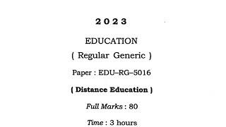 BA 5th Semester Education Question Paper 2023 | EDU-RG-5016 | GU