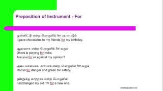 Preposition  of Instrument  explained in  Tamil by Iniya Academy