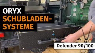 Schubladensystem ORYX Solutions. Hier verbaut in einem Land Rover Defender TD5