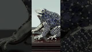 Sterling Silver Frog Figurine With Iolite Gemstones