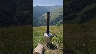 Mountain tea from a samovar on such beauty of the nature of Dagestan