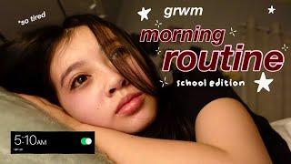 grwm: SCHOOL MORNING ROUTINE(8th grade) waking up at 5 am, mid year update, what's in my backpack