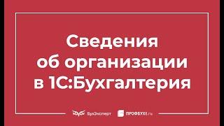 Сведения об организации в 1С 8.3 Бухгалтерия