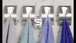 Tatkraft Ida - Set of 4 Towel Hooks - No drilling self-adhesive - Smart design keeps towels in place