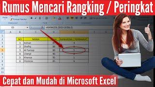 rumus cara mencari ranking atau peringkat di excel