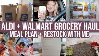 ALDI + WALMART GROCERY HAUL + SIMPLE MEAL PLAN FOR THE WEEK | RESTOCKS | SPEND SATURDAY WITH ME