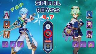 Spiral Abyss 4.7 Floor 12 - F2P 4 Stars Only (Rosaria / Chongyun Reverse Melt & Sucrose Taser)