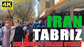 TABRIZ WALK TOUR   Jomhouri-e Eslami STREET  | 4K 60FPS UHD | IRAN 2021