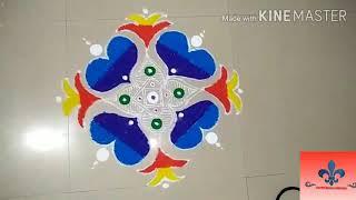 EASY RANGOLI DESIGN #6/SIMPLE RANGOLI CONCEPT/RANGOLI IN 3 MINUTES/ASAVARI'S RANGOLI CREATION