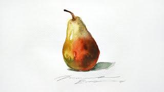 Груша акварелью за 15 минут/ Pear watercolor in 15 minutes