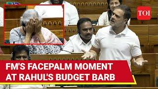 Nirmala Hides Her Face And Laughs As Rahul Gandhi Fires 'Halwa Budget' Jibe | Watch