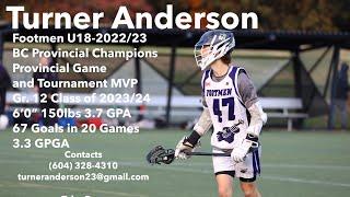 Turner Anderson (23/24) - U18 Lacrosse Highlights